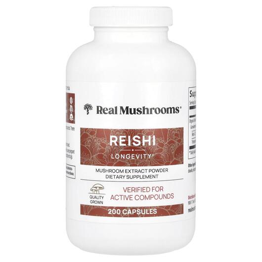 Основне фото товара Real Mushrooms, Reishi, Гриби Рейші, 200 капсул
