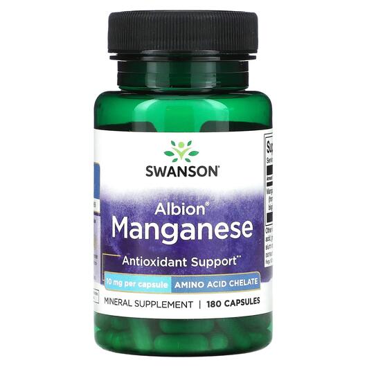 Основне фото товара Swanson, Albion Manganese 10 mg, Марганець, 180 капсул