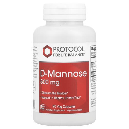 Основне фото товара Protocol for Life Balance, D-Mannose 125 mg, Д-манноза, 90 капсул