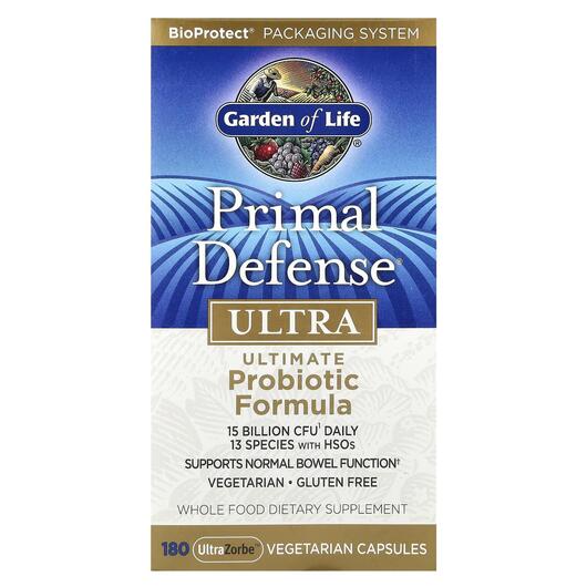 Основне фото товара Garden of Life, Primal Defense Ultra, Пробіотики, 180 капсул