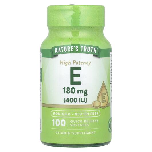 Основне фото товара Vitamin E High Potency 180 mg 400, Вітамін E Токофероли, 100 капс