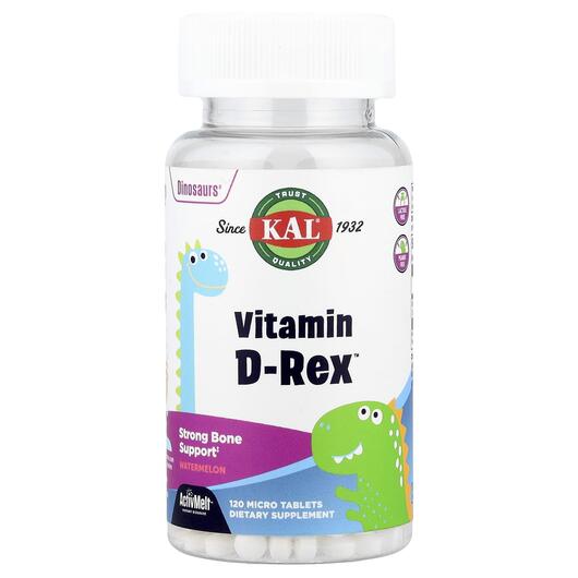 Основне фото товара KAL, Vitamin D-Rex Watermelon, Вітамін D3 600 МО, 120 таблеток