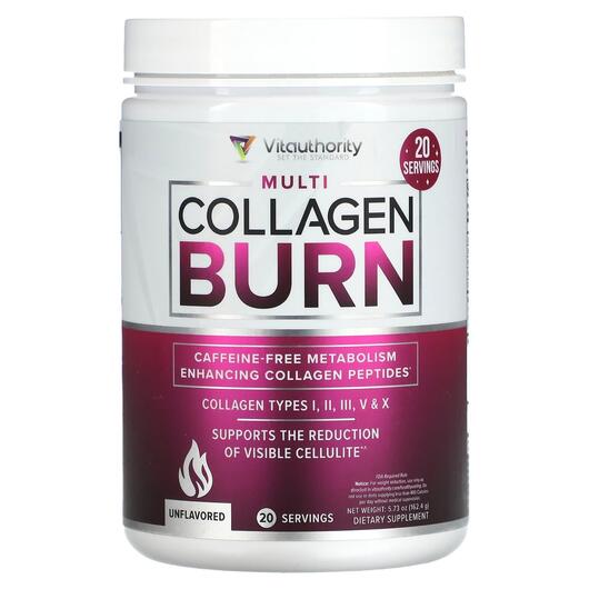 Основне фото товара Vitauthority, Multi Collagen Burn Unflavored, Колаген, 162.4 г