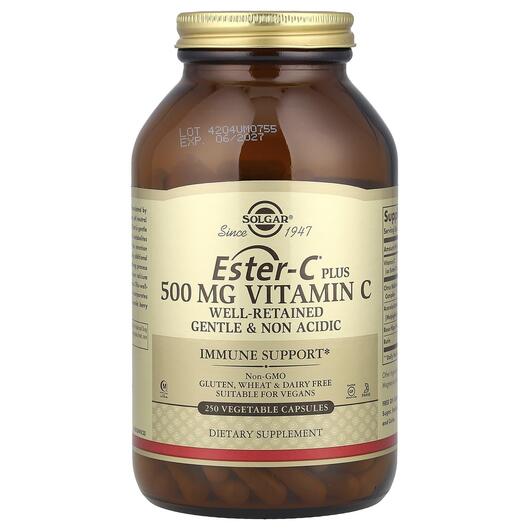 Основне фото товара Solgar, Ester-C Plus 500 mg Vitamin C, Естер С, 250 капсул