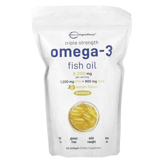 Основне фото товара Micro Ingredients, Triple Strength Omega-3, Омега 3, 240 капсул