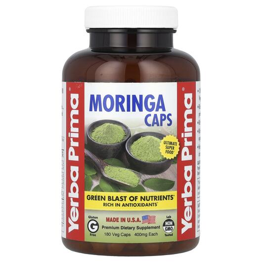 Основне фото товара Yerba Prima, Moringa Caps, Моринга, 180 капсул