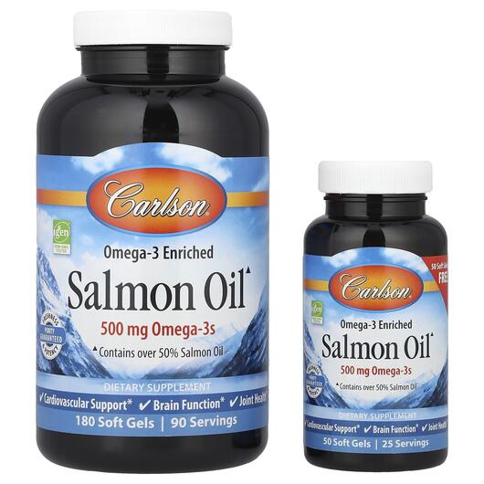 Основне фото товара Carlson, Norwegian Salmon Oil, Норвезьке масло лосося, 230 капсул