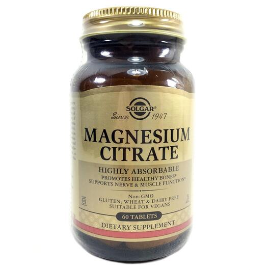 Основне фото товара Solgar, Magnesium Citrate, Магній Цитрат, 60 таблеток