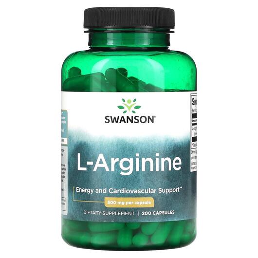 Основне фото товара Swanson, L-Arginine 500 mg, L-Аргінін, 200 капсул