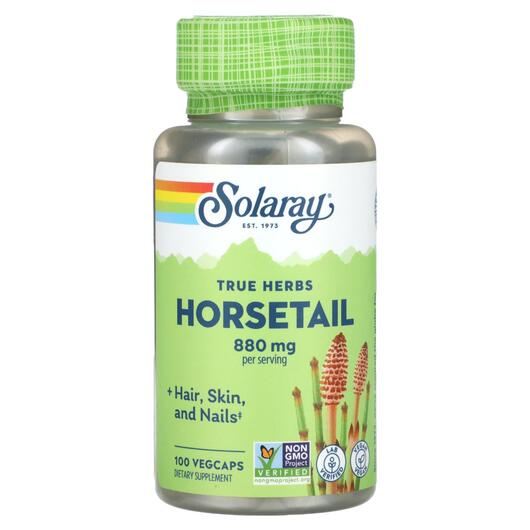 Основне фото товара Solaray, True Herbs Horsetail 880 mg, Хвощ польовий, 100 капсул