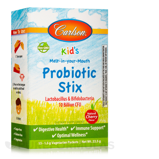 Основне фото товара Kid's Probiotic Stix Natural Cherry, Пробіотики, 15 Vegetari