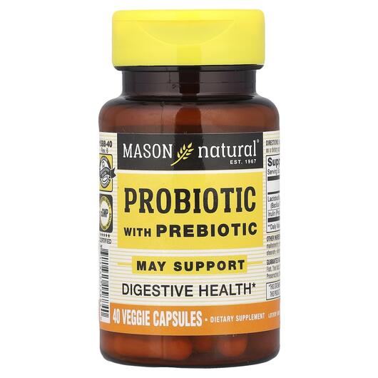 Основне фото товара Mason, Probiotic with Prebiotic 40 Veggie, Пребіотики, 40 капсул