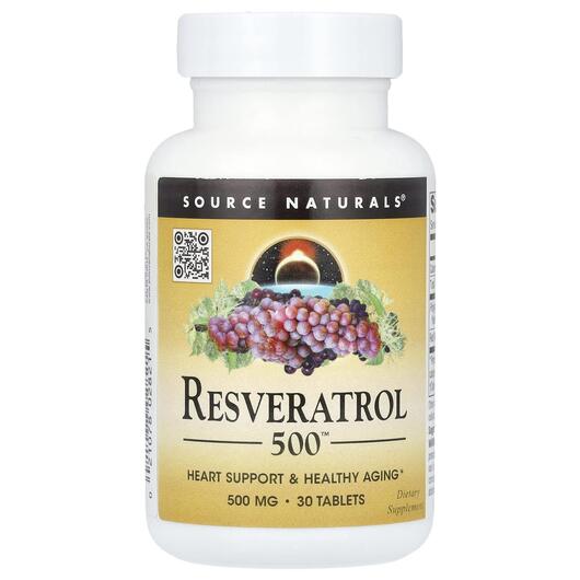 Основне фото товара Source Naturals, Resveratrol 500 500 mg, Ресвератрол, 30 таблеток