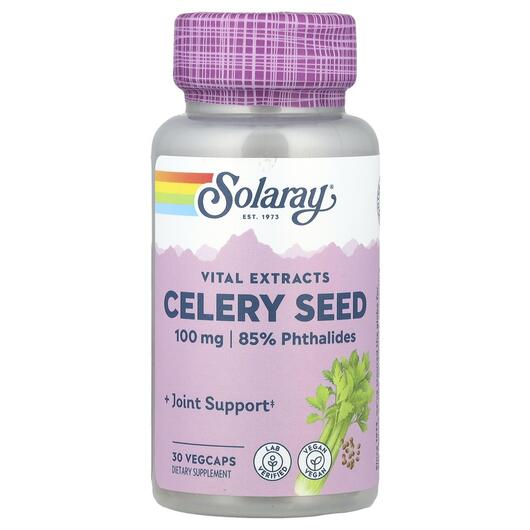Основне фото товара Solaray, Celery Seed, Селера 100 мг, 30 капсул