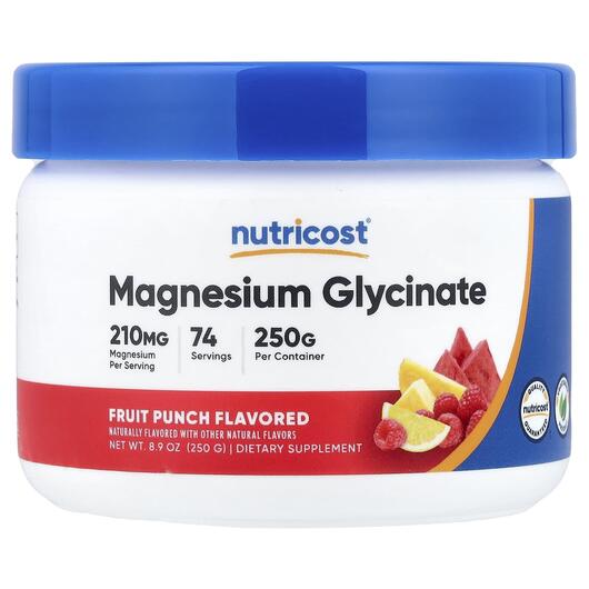 Основне фото товара Magnesium Glycinate Fruit Punch, Гліцинат магнію, 250 г