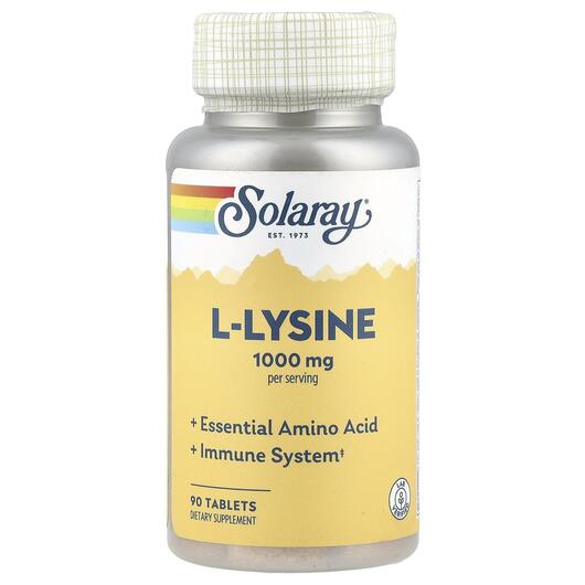 Основне фото товара Solaray, L-Lysine 1000 mg, L-Лізин 1000 мг, 90 таблеток