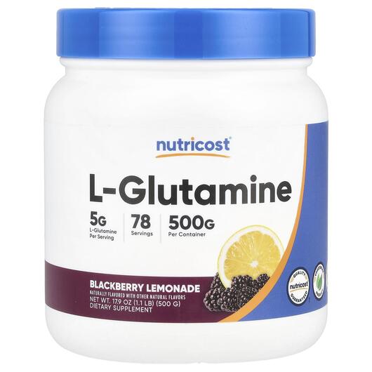 Основне фото товара Nutricost, L-Glutamine Blackberry Lemonade, L-Глутамін, 500 г