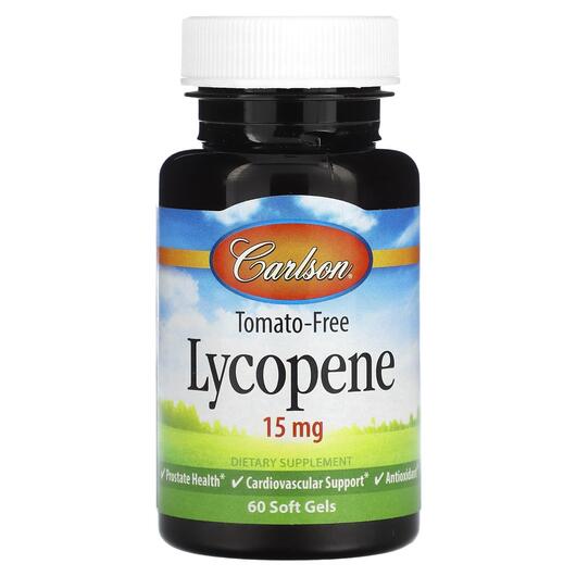 Основне фото товара Carlson, Lycopene 15 mg Tomato-Free, Лікопен, 60 капсул