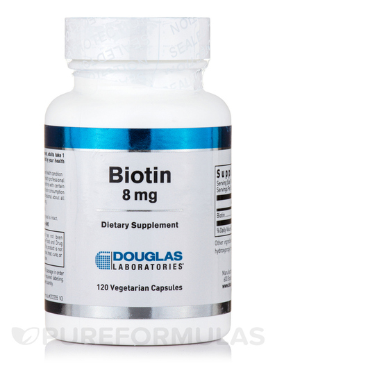 Основне фото товара Douglas Laboratories, Biotin 8 mg, Вітамін B7 Біотин, 120 капсул
