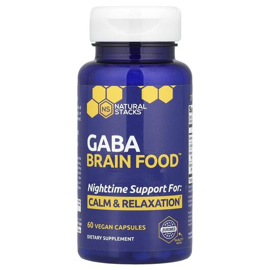 Основне фото товара Natural Stacks, Gaba Brain Food, ГАМК, 60 капсул