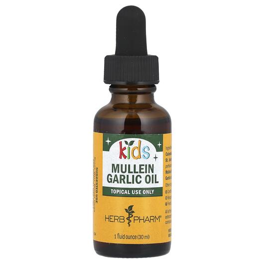 Основне фото товара Herb Pharm, Mullein Garlic Oil For Kids, Лист коров'яку, 30 