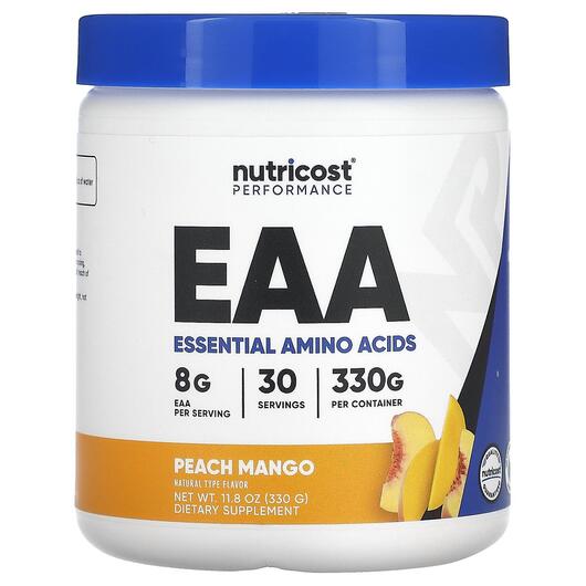 Основне фото товара Nutricost, Performance EAA Powder Peach Mango, ПЕА, 330 г