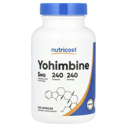 Основне фото товара Nutricost, Yohimbine 5 mg, Йохімбе, 240 капсул