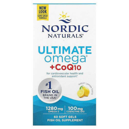 Основне фото товара Nordic Naturals, Ultimate Omega + CoQ10, Убіхінон, 60 капсул