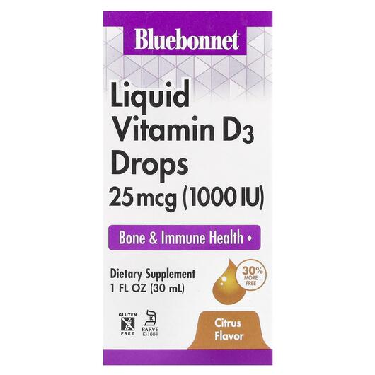 Основне фото товара Liquid Vitamin D3 1000 IU Drops, Вітамін D3, 30 мл