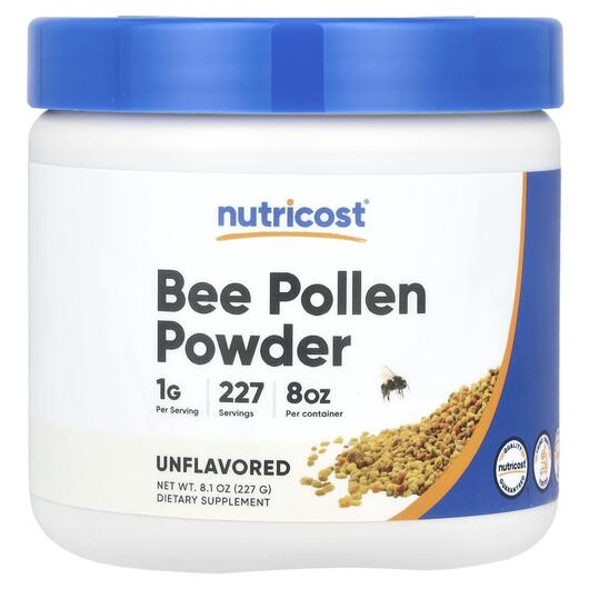 Основне фото товара Nutricost, Bee Pollen Powder Unflavored, Бджолиний пилок, 227 г