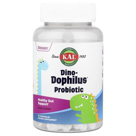 Основне фото товара KAL, Dino-Dophilus Chewables, Пробіотики Чорна вишня, 60 капсул