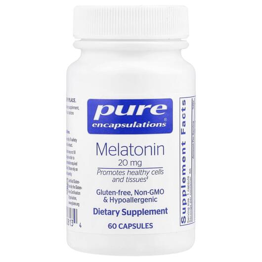 Основне фото товара Pure Encapsulations, Melatonin 20 mg, Мелатонін, 60 капсул