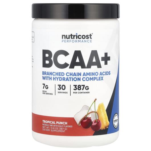 Основне фото товара Nutricost, Performance BCAA+ Tropical Punch, БЦАА, 387 г