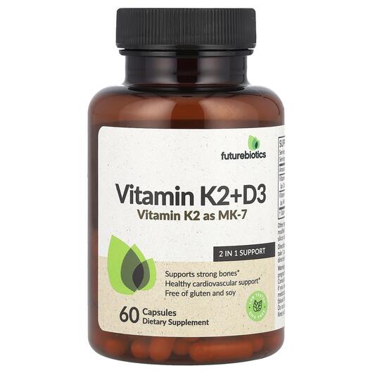 Основне фото товара Future Biotics, Vitamin K2+D3, Вітамін K2, 60 капсул