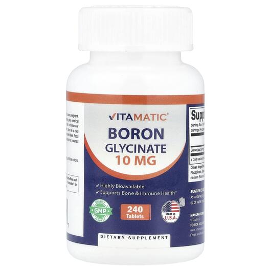 Основне фото товара Vitamatic, Boron Glycinate 10 mg, Бор, 240 таблеток