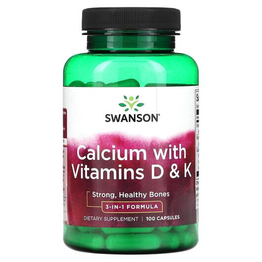 Основне фото товара Calcium with Vitamins D & K, Кальцій з D3 & K2, 100 капсу