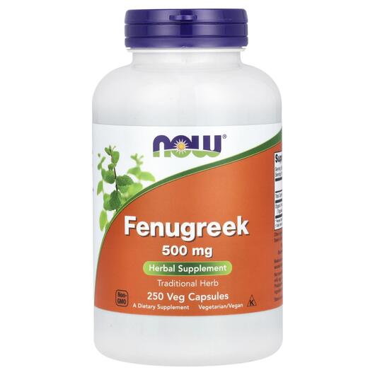 Основне фото товара NOW, Fenugreek 500 mg, Гуньба 500 мг, 250 капсул