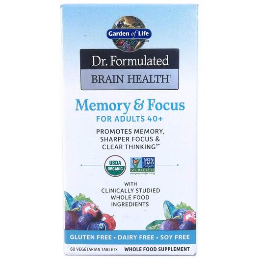Основне фото товара Memory & Focus for Adults 40+, Підтримка мозку, 60 VegTabs