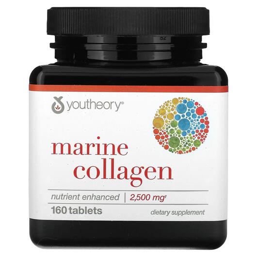 Основне фото товара Youtheory, Marine Collagen 500 mg, Морський колаген, 160 таблеток