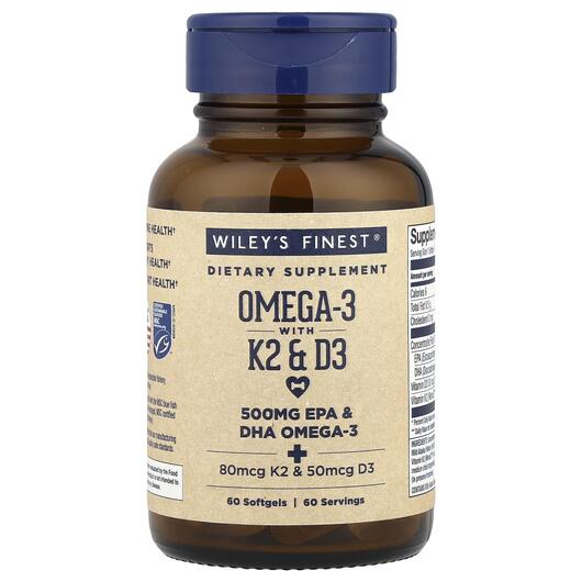 Основне фото товара Wild Alaskan Fish Oil Vitamin K2, Омега 3, 60 Fish Oil Softgels