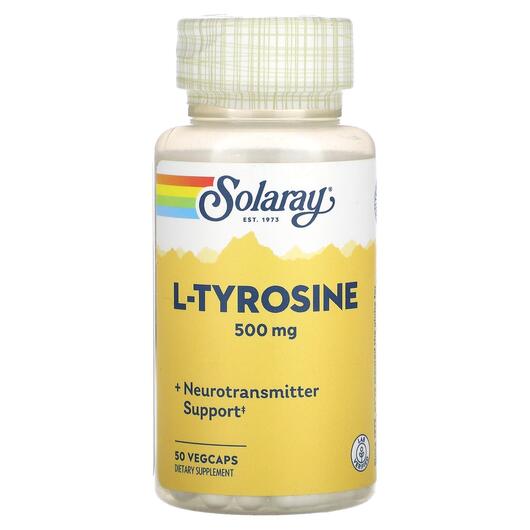 Основне фото товара Solaray, L-Tyrosine 500 mg, L-Тирозин, 50 капсул