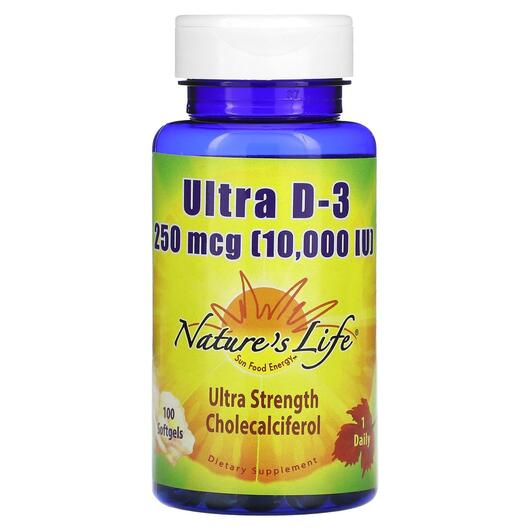 Основне фото товара Ultra D-3 250 mcg 10000 IU, Вітамін D3 Холекальциферол, 100 капсу