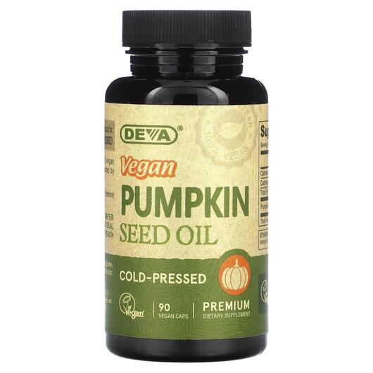 Основне фото товара Deva, Vegan Pumpkin Seed Oil, Гарбузова олія, 90 капсул