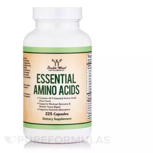 Основне фото товара Double Wood, Essential Amino Acids, Амінокислоти, 225 капсул