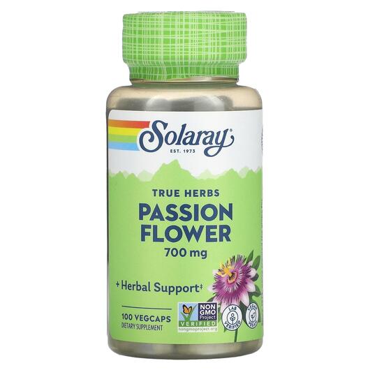 Основне фото товара Solaray, Passion Flower, Пасифлора 350 мг, 100 капсул