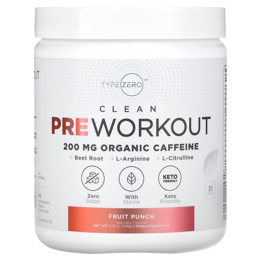 Основне фото товара Clean Pre Workout Fruit Punch, Передтренувальний комплекс, 319 г