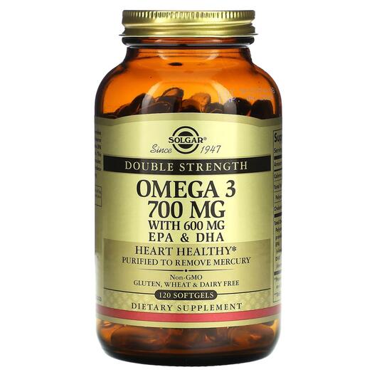 Основне фото товара Solgar, Omega-3 EPA & DHA, Омега 3 ЕПК і ДГК 700 мг, 120 капс
