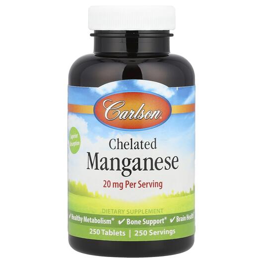 Основне фото товара Chelated Manganese 20 mg, Хелатований марганець 20 мг, 250 таблет