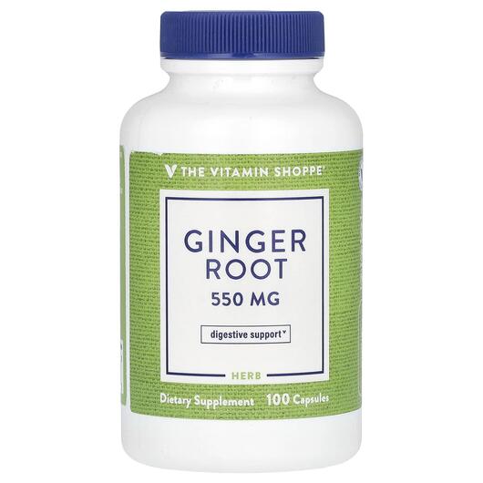 Основне фото товара TheVitaminShoppe, Ginger Root 550 mg, Корінь Імбиру, 100 капсул