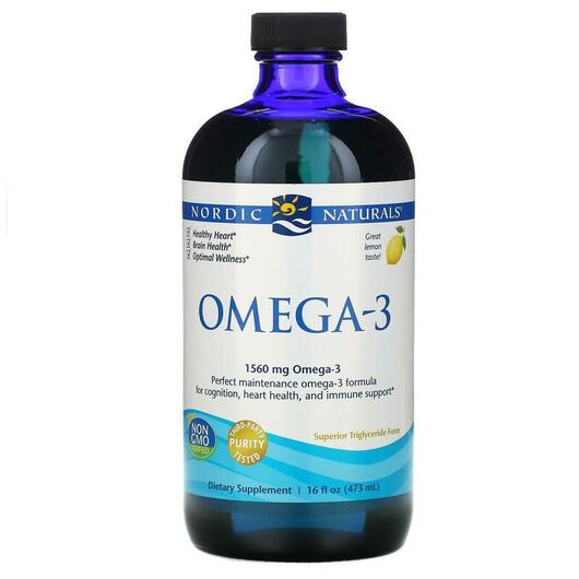 Основне фото товара Nordic Naturals, Omega-3 Lemon 1560 mg, Омега 3, 473 мл